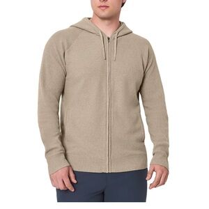 Modern Ambition Men's Full Zip Hooded Sweater L, Beige, Large